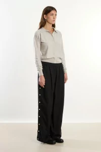 Baserange Tier Polo Cardigan Organic Cotton – Grey Melange | Centre Commercial
