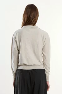 Baserange Tier Polo Cardigan Organic Cotton – Grey Melange | Centre Commercial