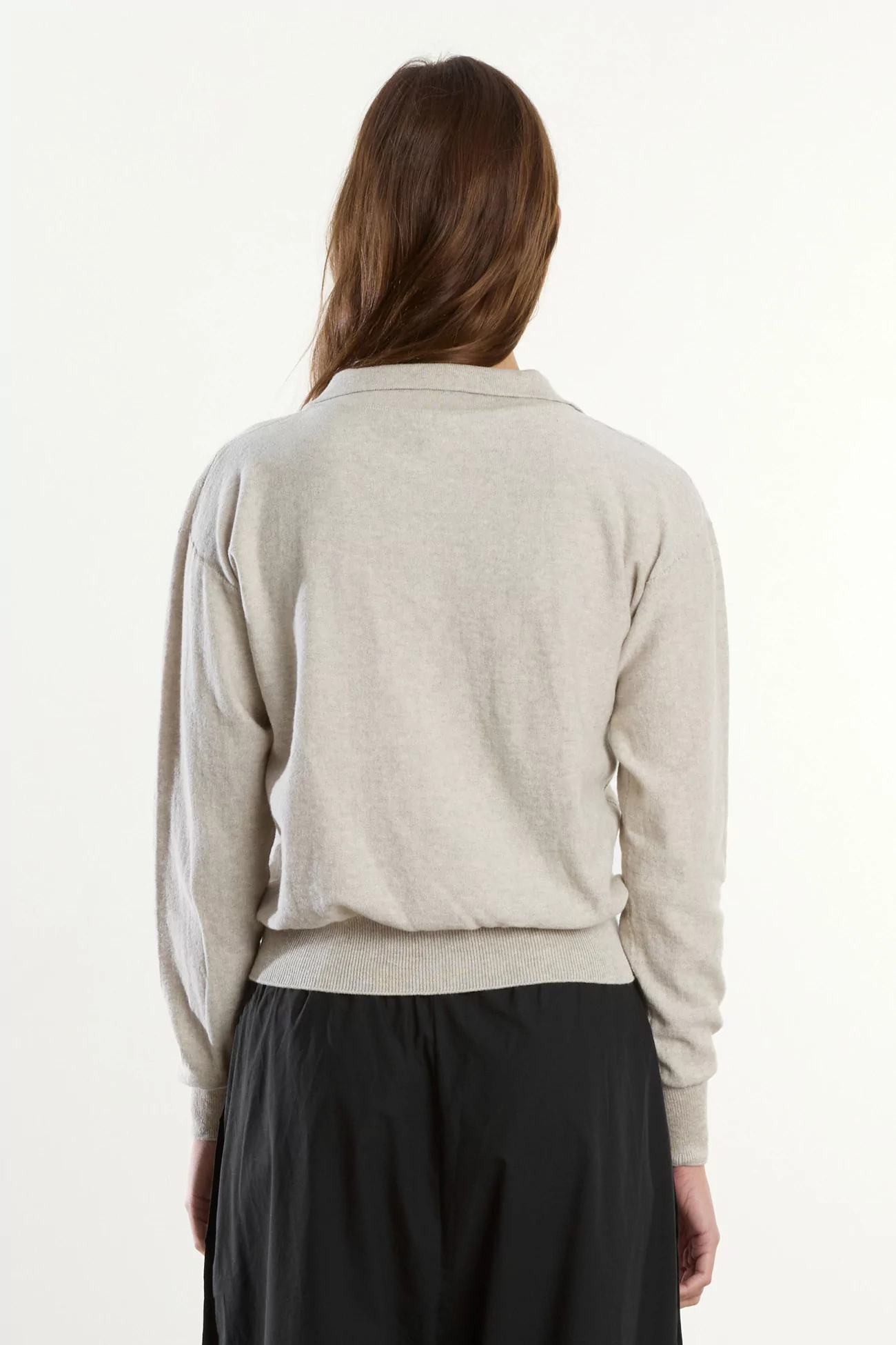 Baserange Tier Polo Cardigan Organic Cotton – Grey Melange | Centre Commercial