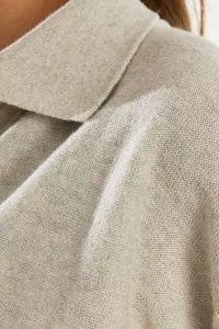 Baserange Tier Polo Cardigan Organic Cotton – Grey Melange | Centre Commercial