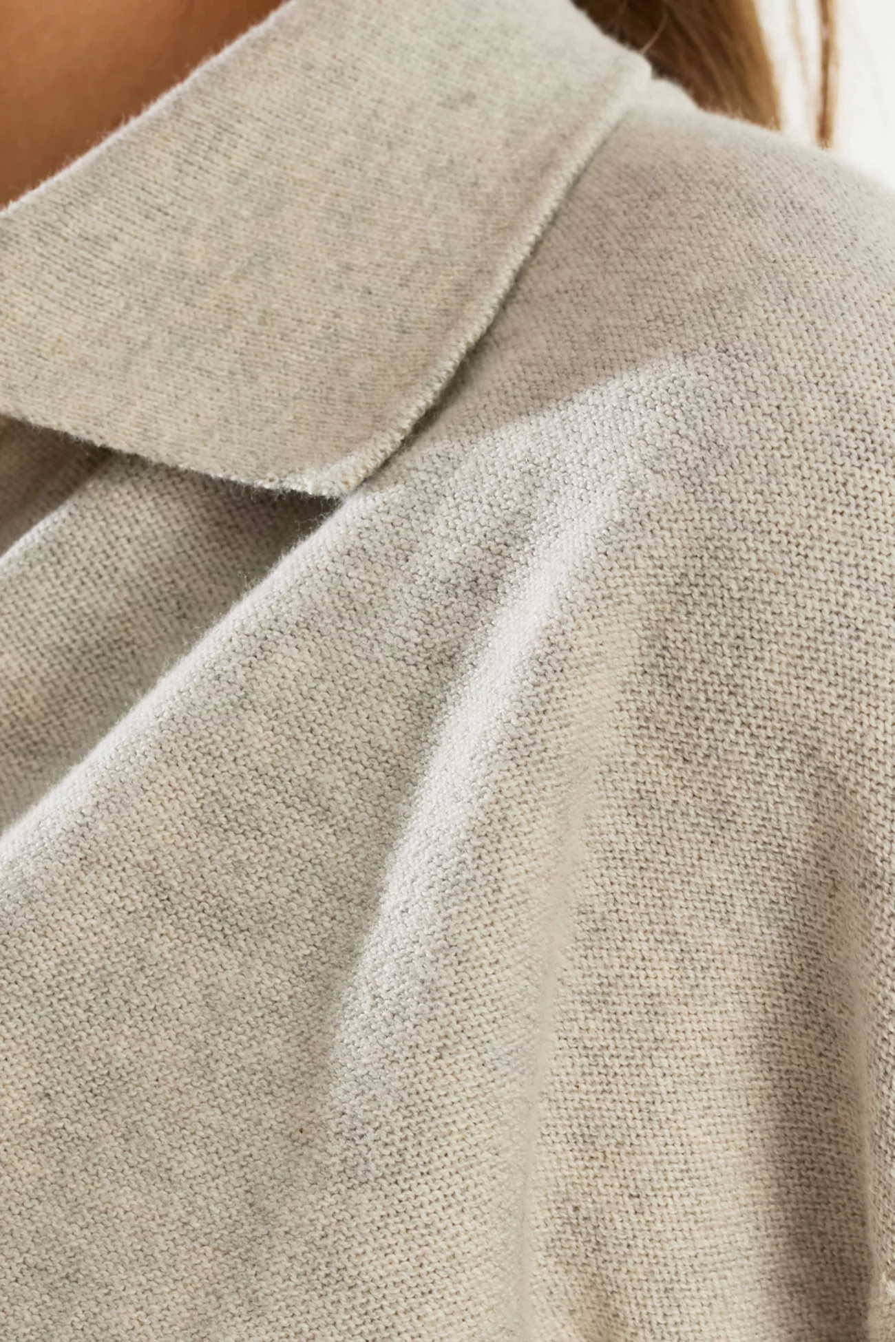 Baserange Tier Polo Cardigan Organic Cotton – Grey Melange | Centre Commercial