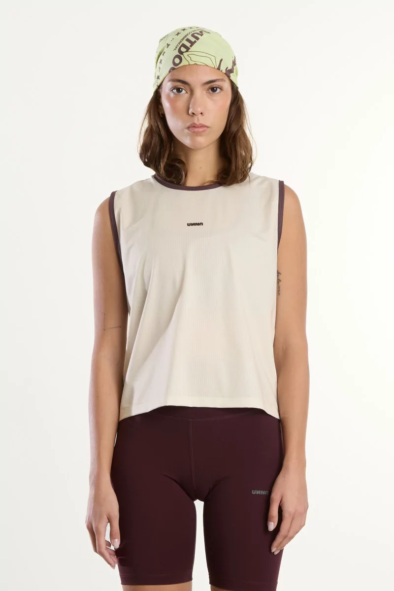 UNNA Light Tank – Recycled Polyester Sports Top – Old White | Centre Commercial
