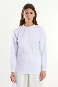 Heavyweight Cotton Long Sleeve T-Shirt Centre Commercial – White | Centre Commercial