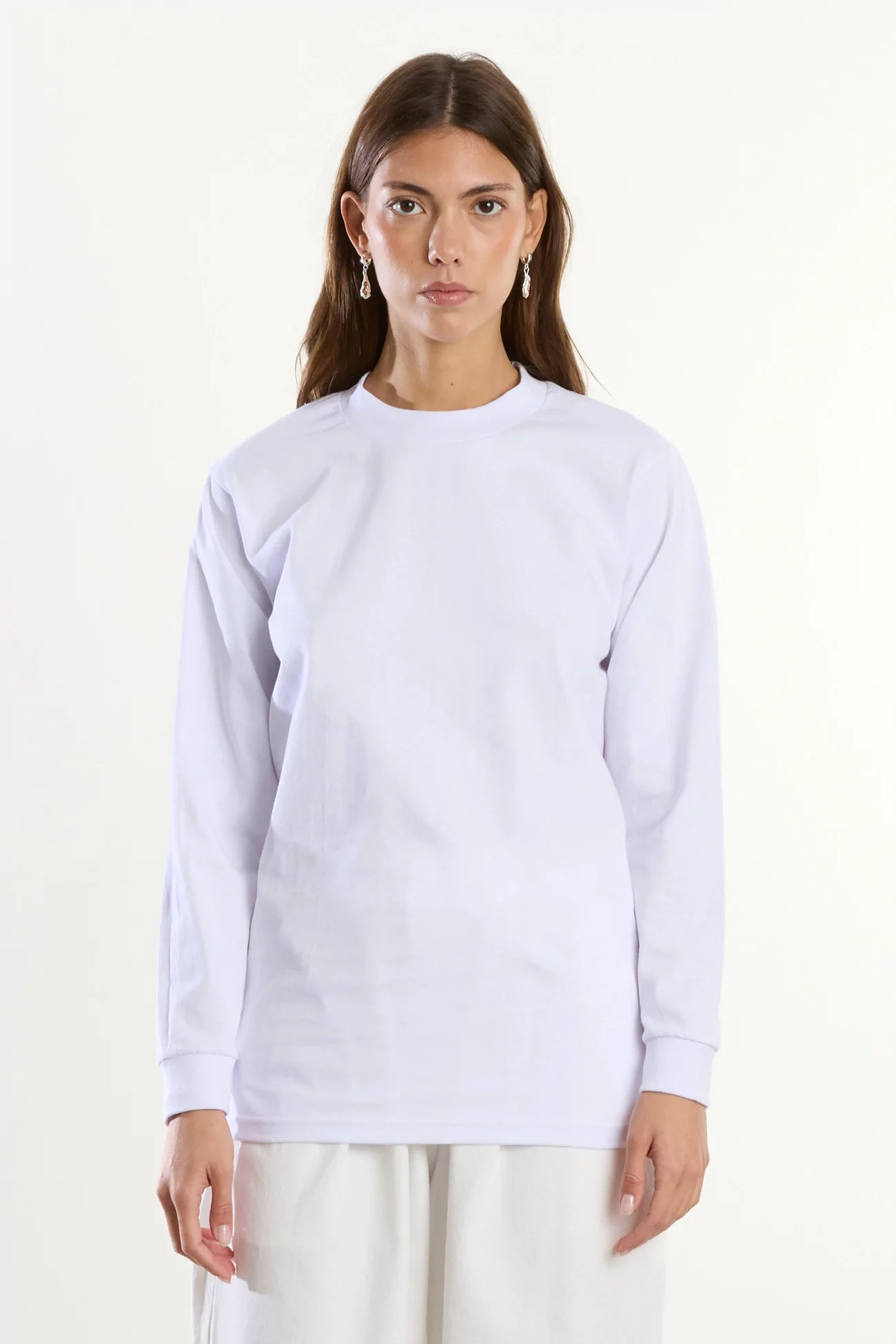 Heavyweight Cotton Long Sleeve T-Shirt Centre Commercial – White | Centre Commercial