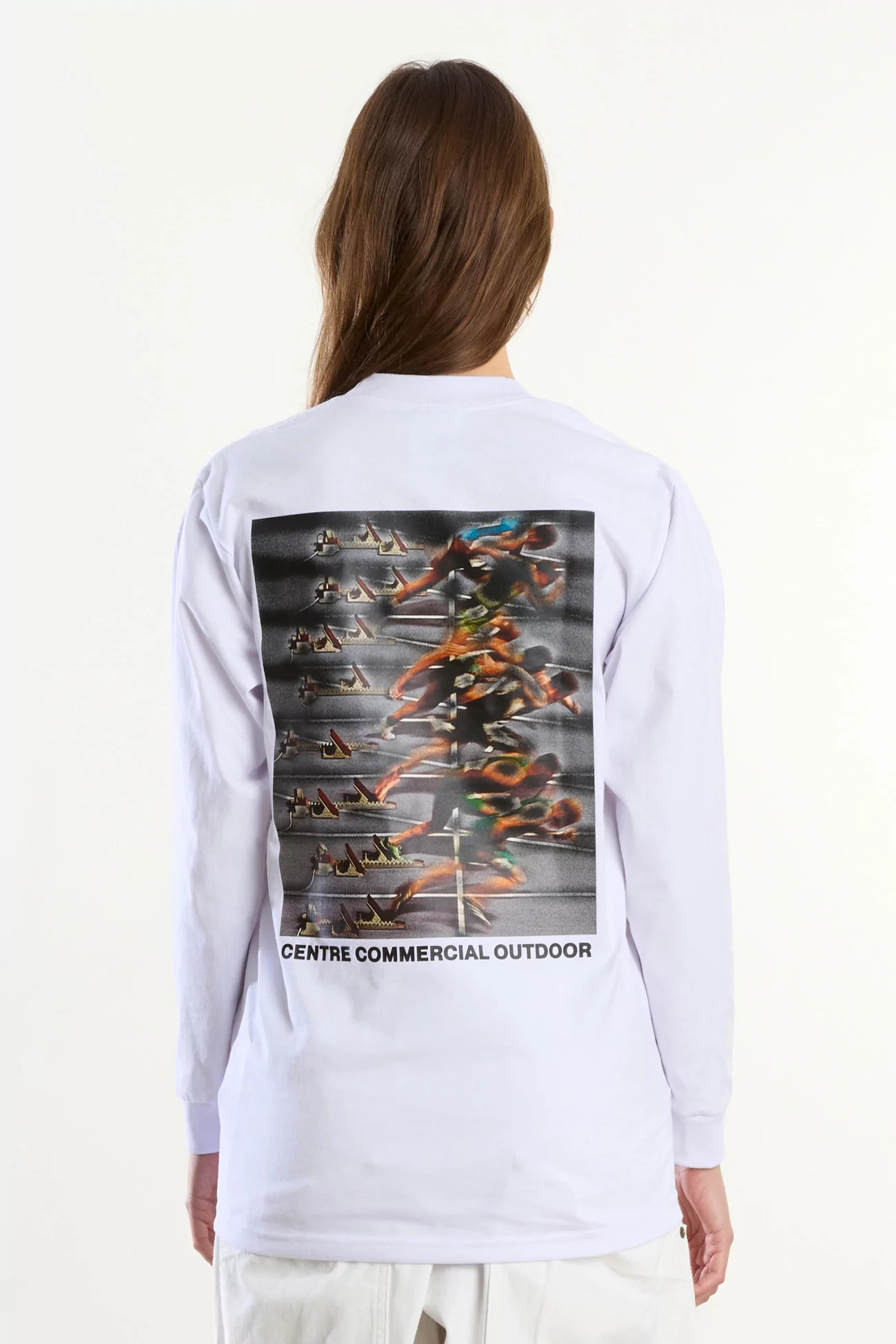 Heavyweight Cotton Long Sleeve T-Shirt Centre Commercial – White | Centre Commercial
