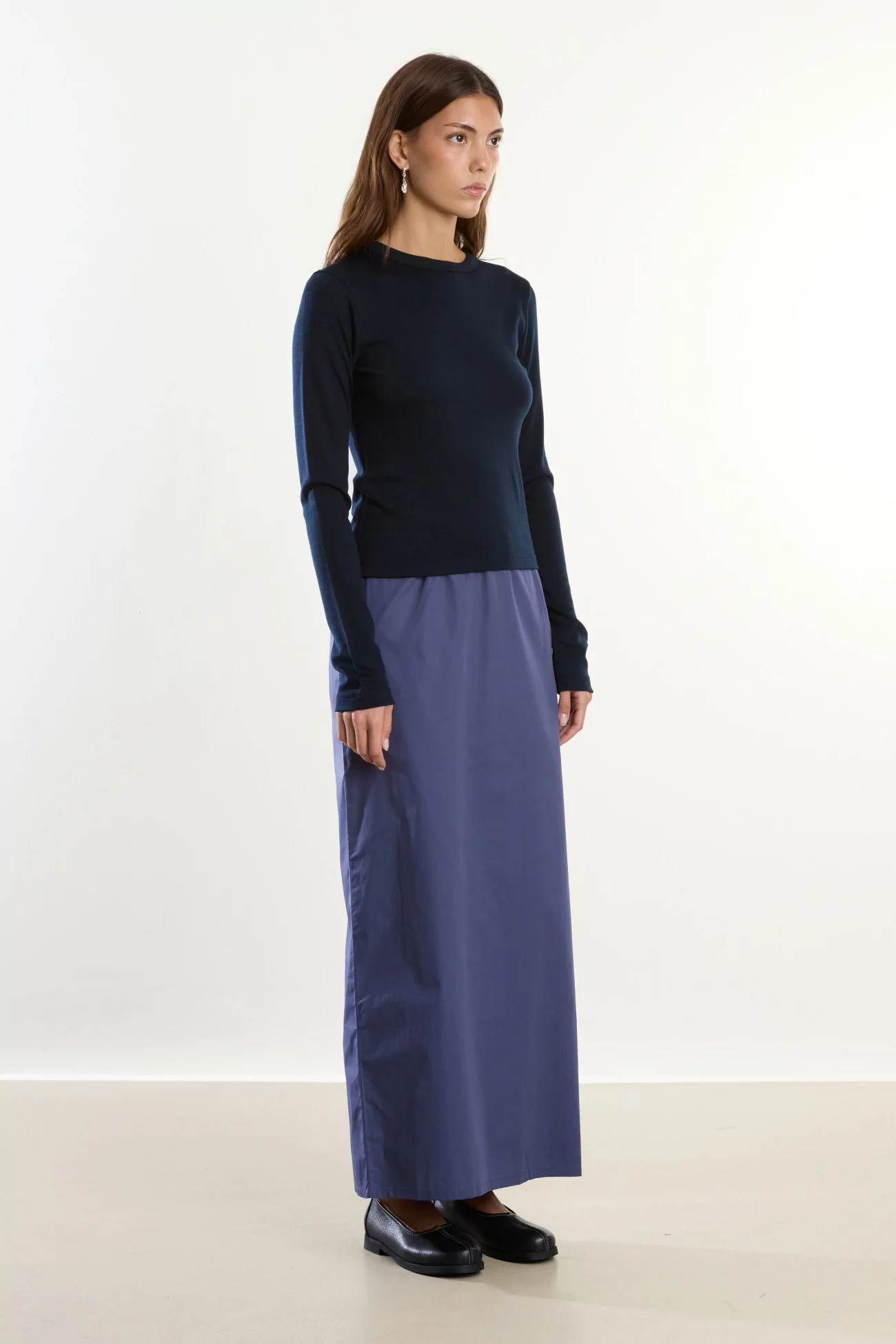 Merino Wool Long Sleeve Jersey T-shirt Reuni – Bleu Marine | Centre Commercial
