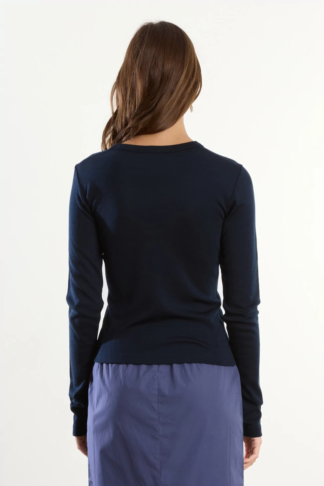 Merino Wool Long Sleeve Jersey T-shirt Reuni – Bleu Marine | Centre Commercial