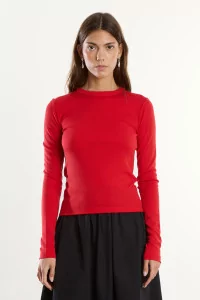 Merino Wool Long Sleeve Jersey T-shirt Reuni – Coquelicot | Centre Commercial