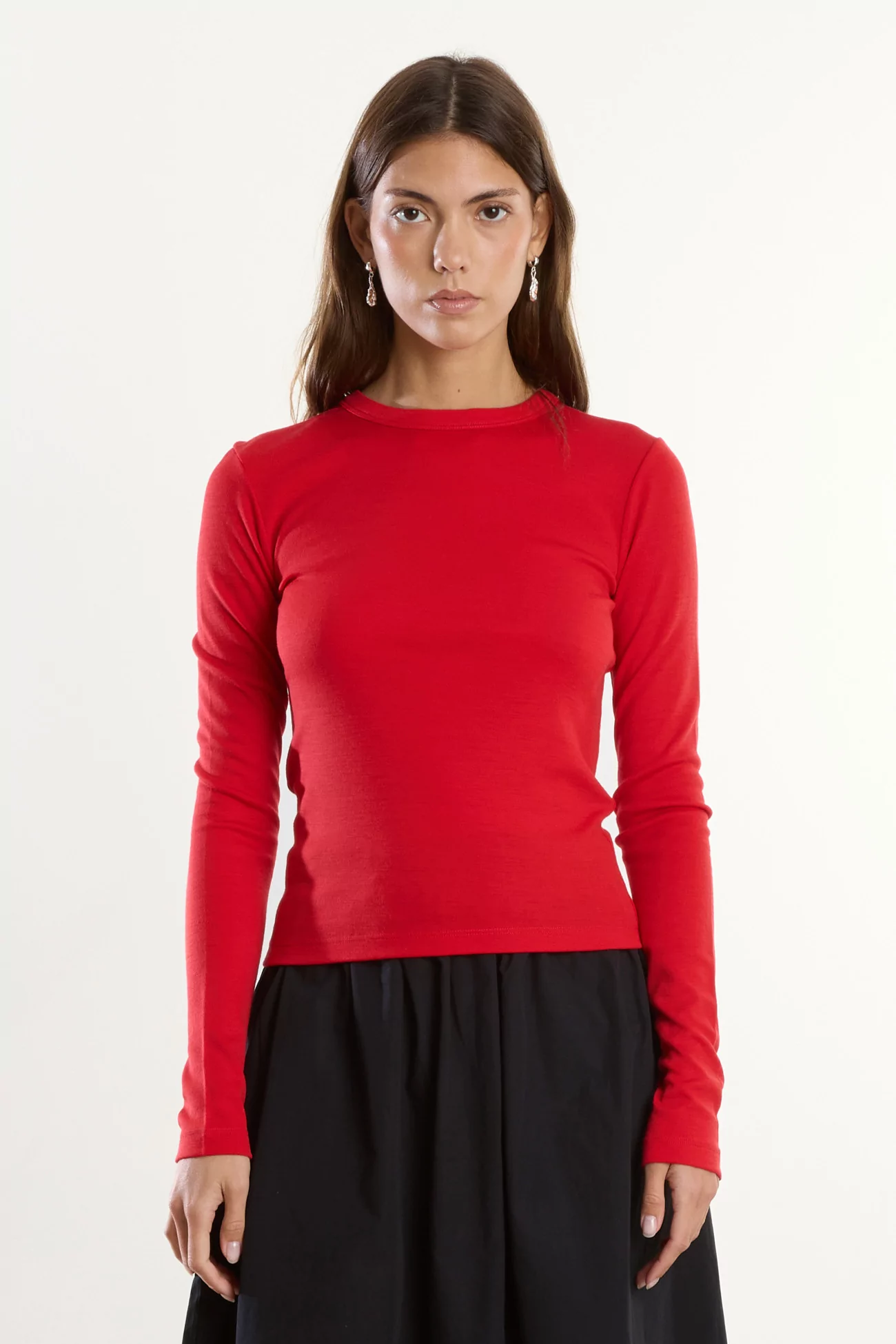 Merino Wool Long Sleeve Jersey T-shirt Reuni – Coquelicot | Centre Commercial