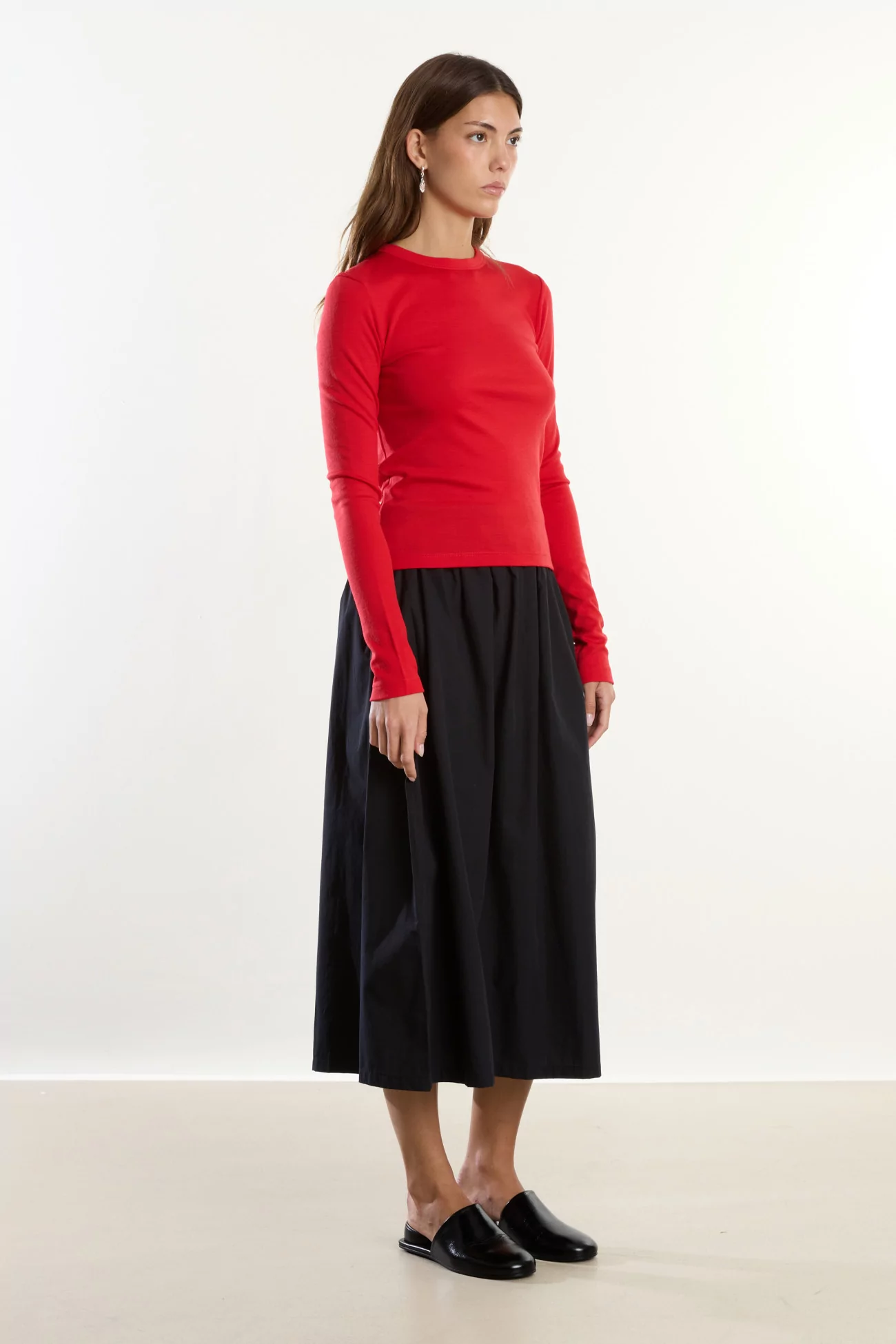 Merino Wool Long Sleeve Jersey T-shirt Reuni – Coquelicot | Centre Commercial