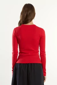 Merino Wool Long Sleeve Jersey T-shirt Reuni – Coquelicot | Centre Commercial