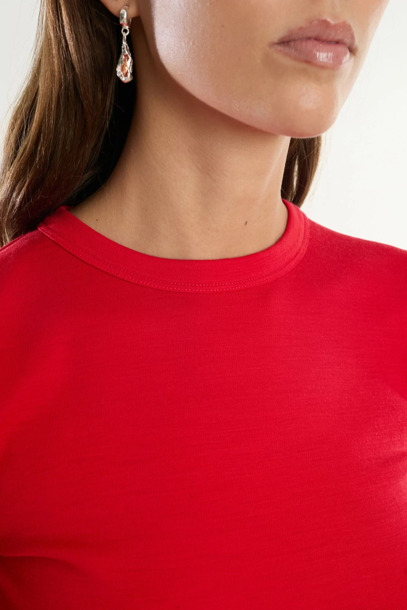 Merino Wool Long Sleeve Jersey T-shirt Reuni – Coquelicot | Centre Commercial