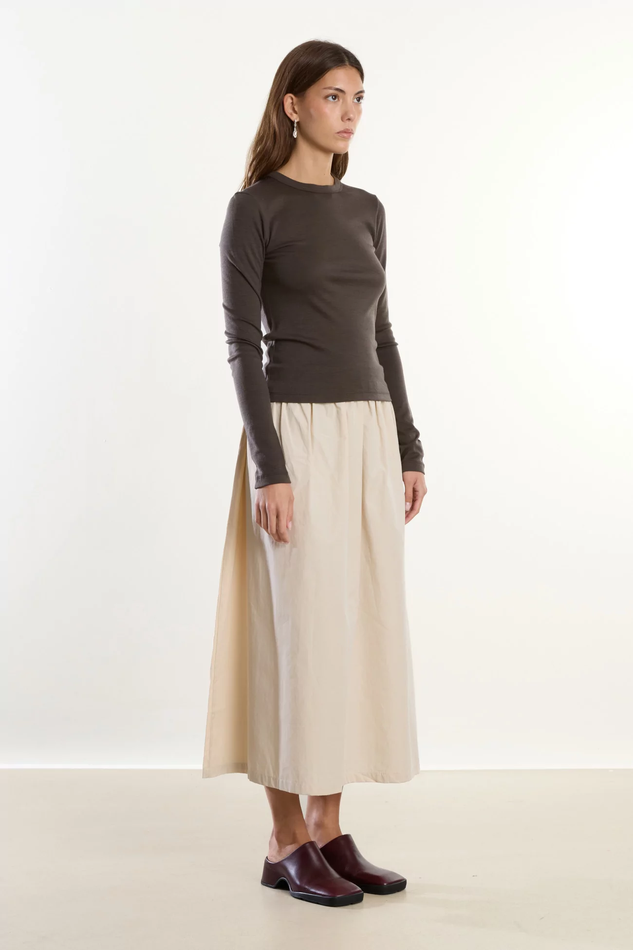 Merino Wool Long Sleeve Jersey T-shirt Reuni – Turkish Coffee | Centre Commercial