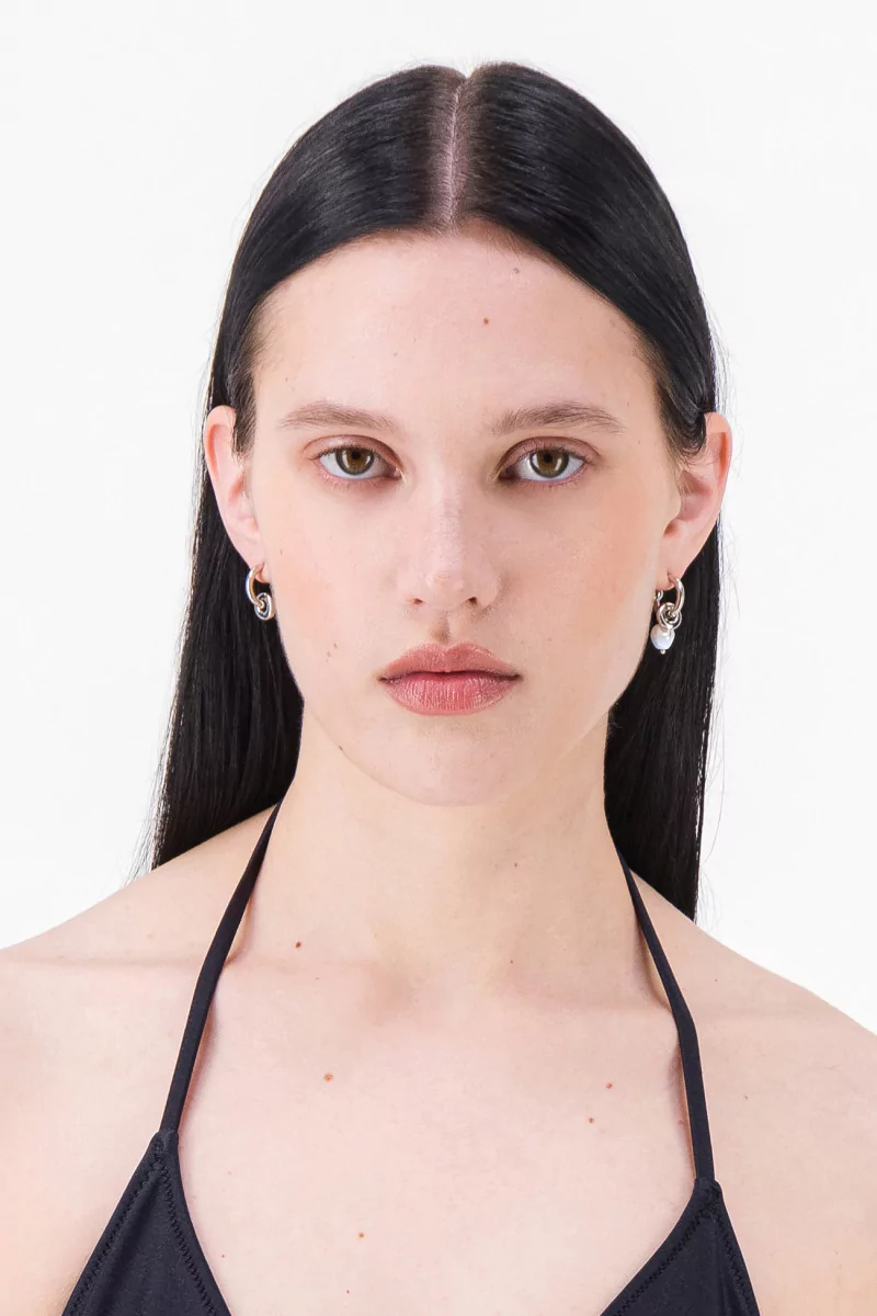 Justine Clenquet Ethan Pearl Earrings – Palladium | Centre Commercial