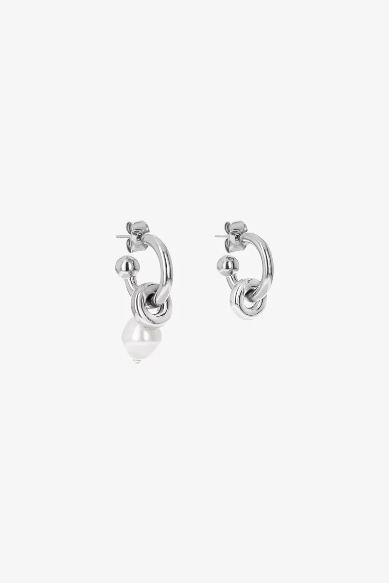 Justine Clenquet Ethan Pearl Earrings – Palladium | Centre Commercial
