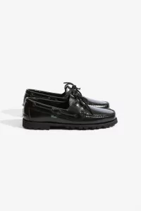 Paraboot Malo Glossy Leather Boat Shoe – Black | Centre Commercial