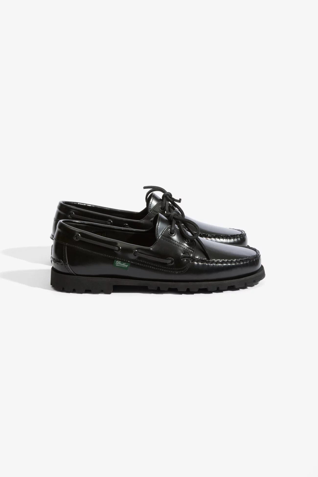 Paraboot Malo Glossy Leather Boat Shoe – Black | Centre Commercial