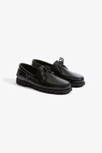 Paraboot Malo Glossy Leather Boat Shoe – Black | Centre Commercial