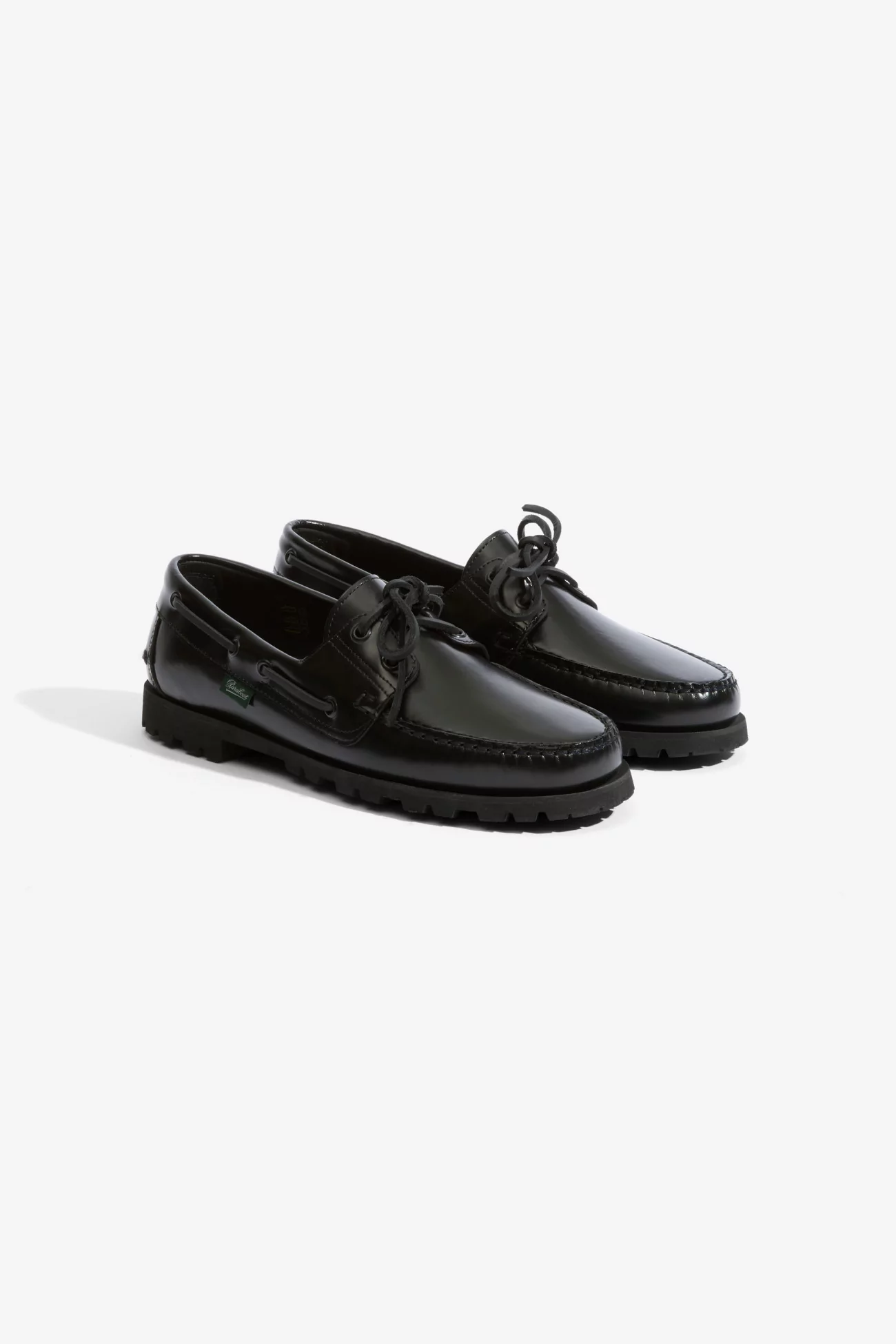 Paraboot Malo Glossy Leather Boat Shoe – Black | Centre Commercial
