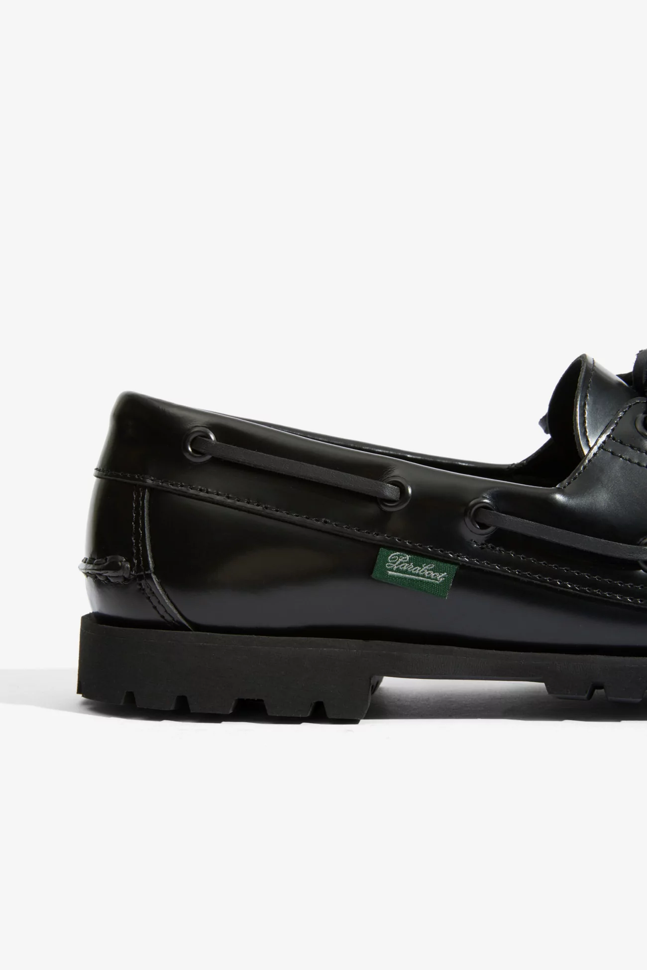 Paraboot Malo Glossy Leather Boat Shoe – Black | Centre Commercial