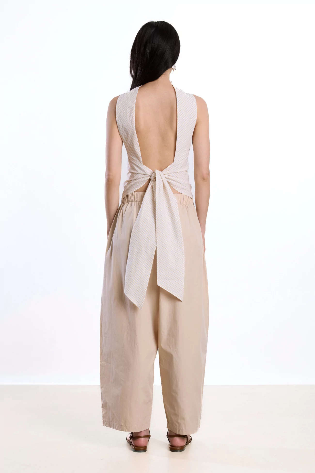 Cawley Edith Halter Top Organic Cotton – Apricot Stripe | Centre Commercial