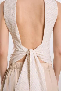 Cawley Edith Halter Top Organic Cotton – Apricot Stripe | Centre Commercial