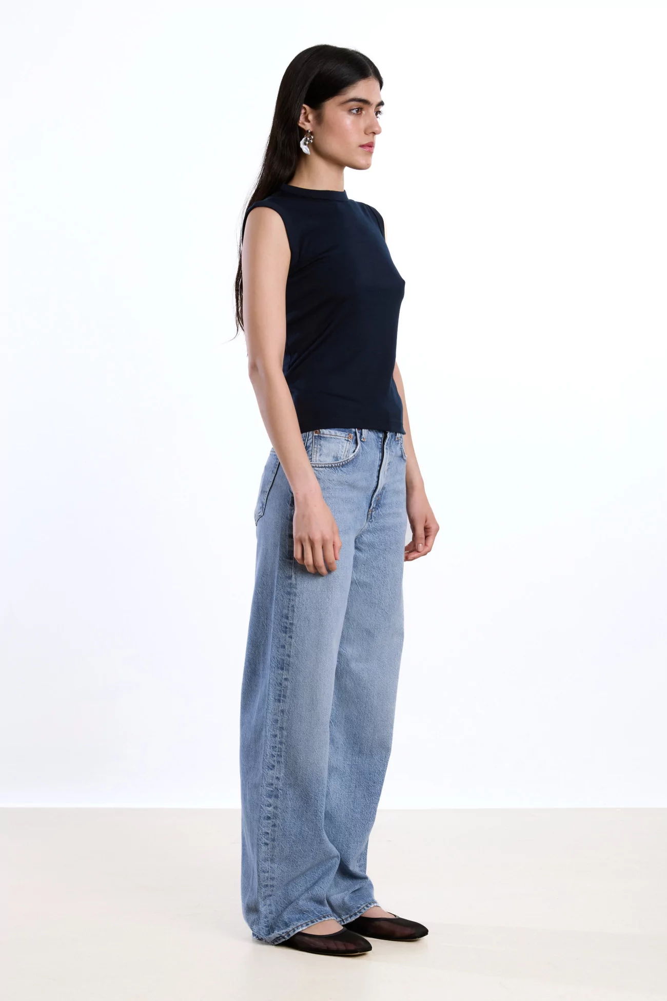 Réuni Merino Wool Jersey Tank Top – Bleu Marine | Centre Commercial