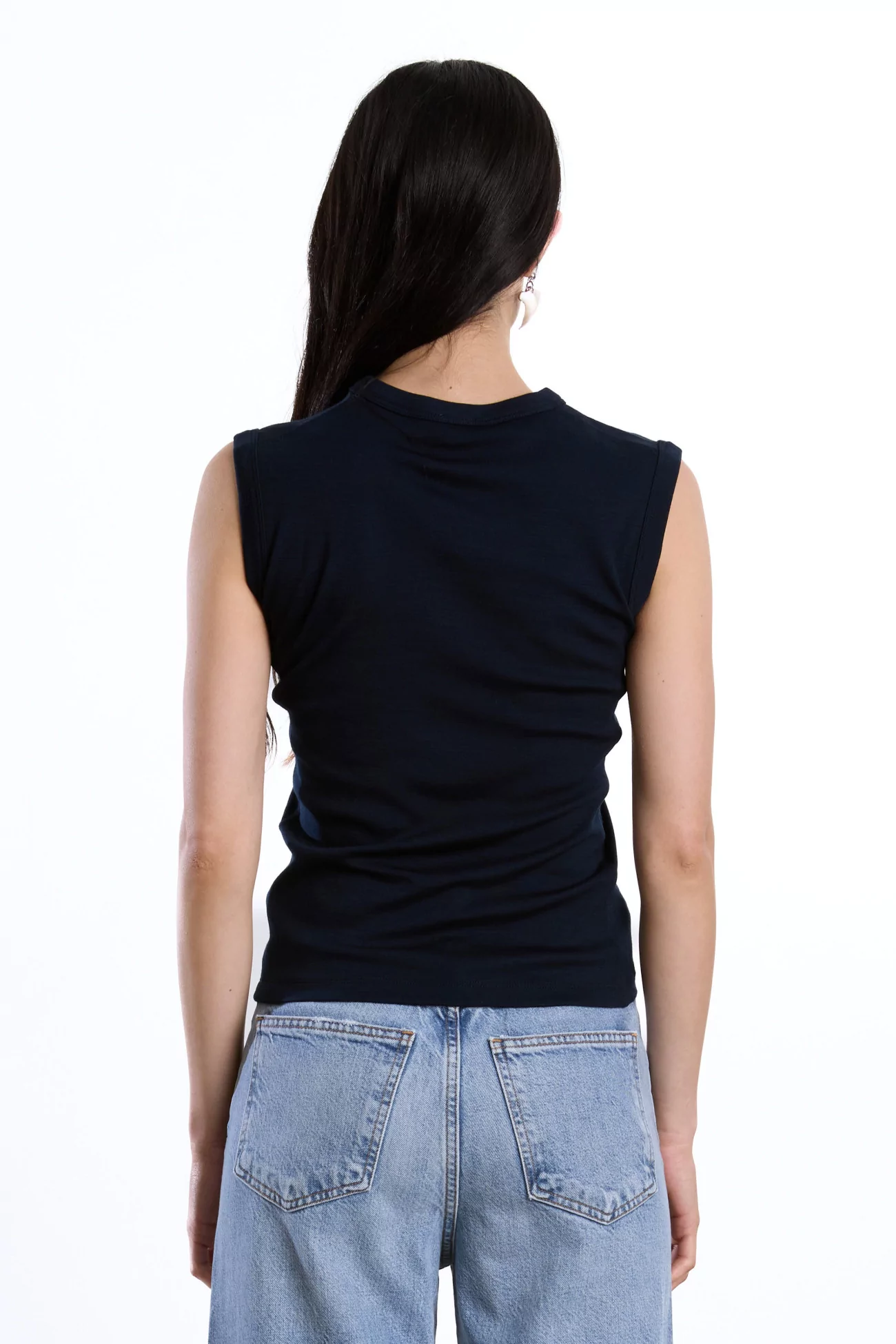 Réuni Merino Wool Jersey Tank Top – Bleu Marine | Centre Commercial