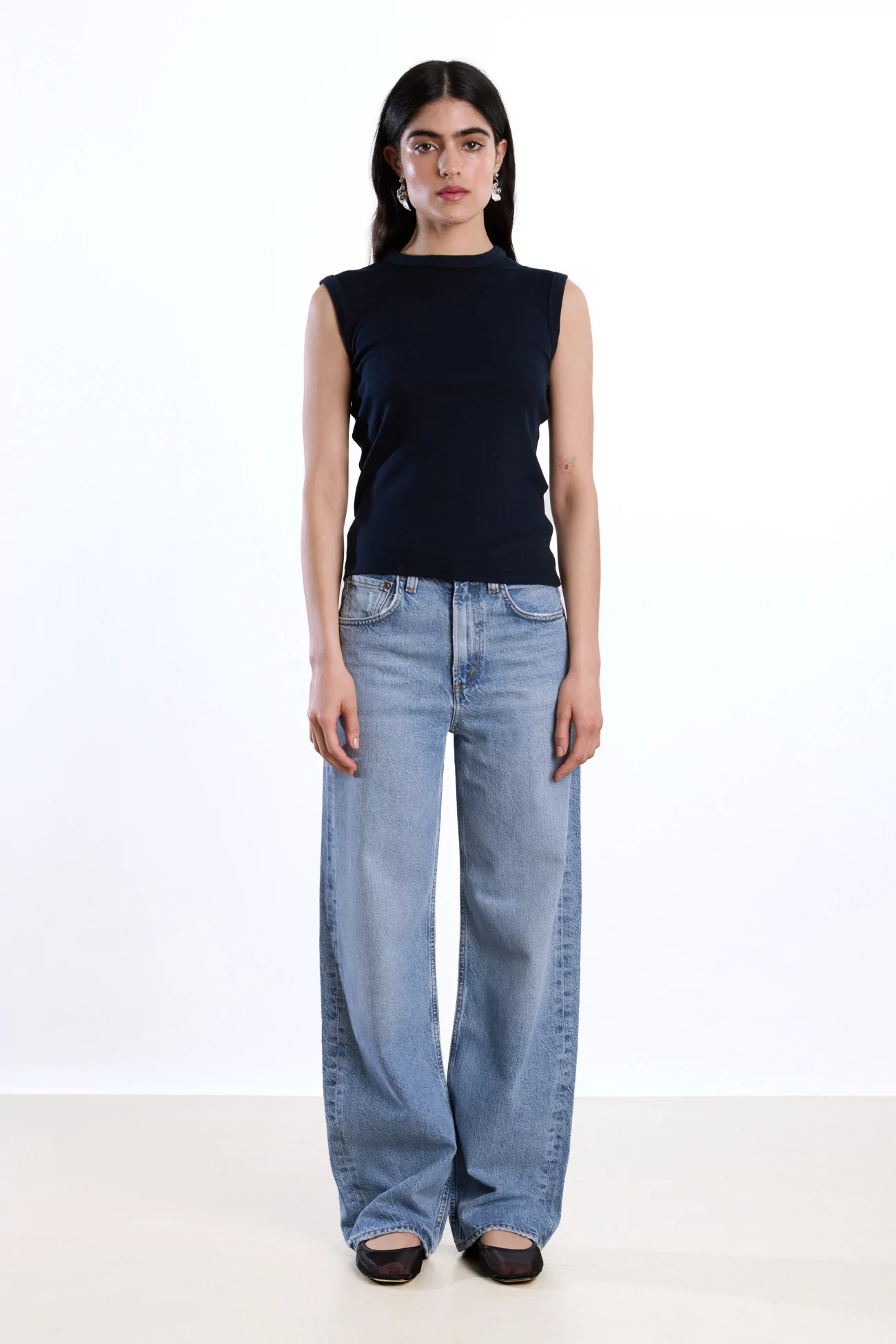 Réuni Merino Wool Jersey Tank Top – Bleu Marine | Centre Commercial