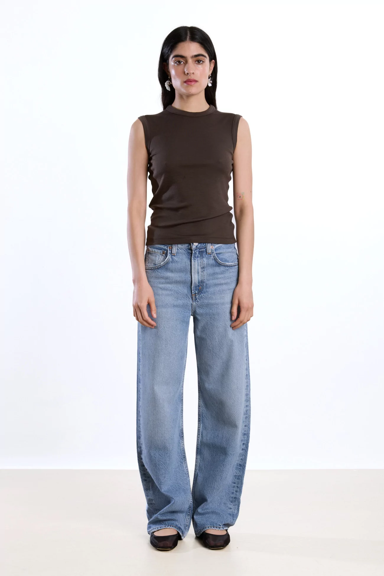 Réuni Merino Wool Jersey Tank Top – Turkish Coffee | Centre Commercial