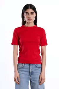 Réuni Merino Wool Jersey Tee-Shirt – Coquelicot | Centre Commercial