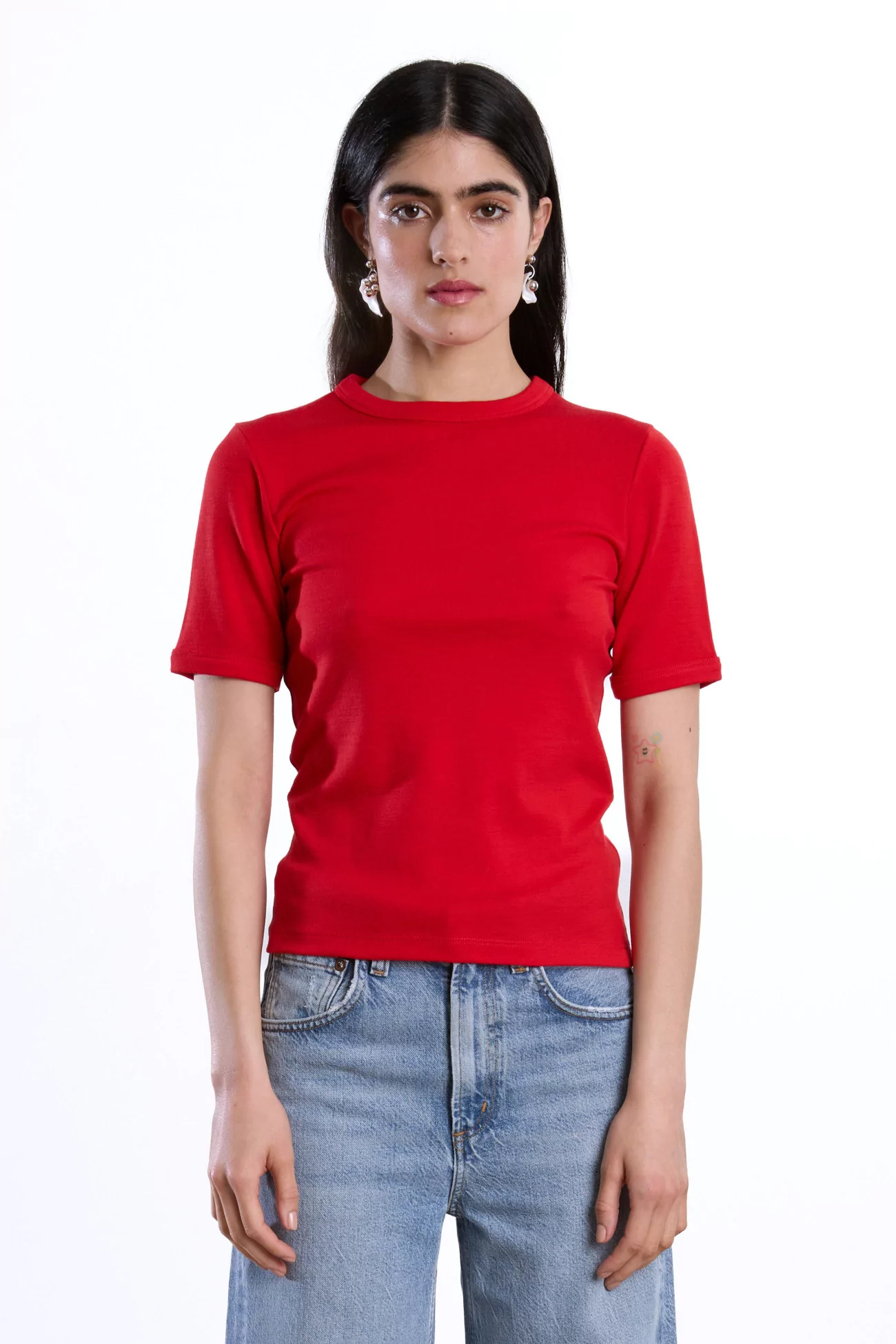 Réuni Merino Wool Jersey Tee-Shirt – Coquelicot | Centre Commercial