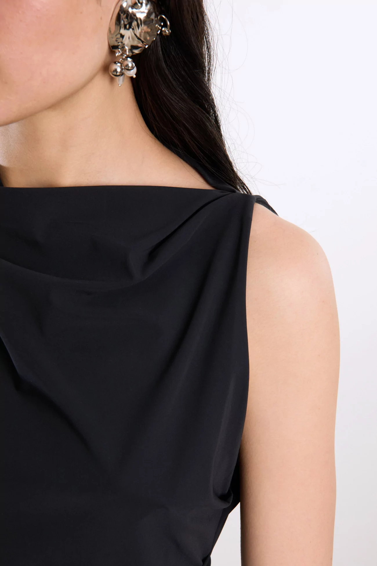 Asymmetric Sleeveless Top Recycled Jersey Reyèm – Black | Centre Commercial