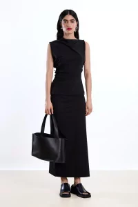 Asymmetric Sleeveless Top Recycled Jersey Reyèm – Black | Centre Commercial