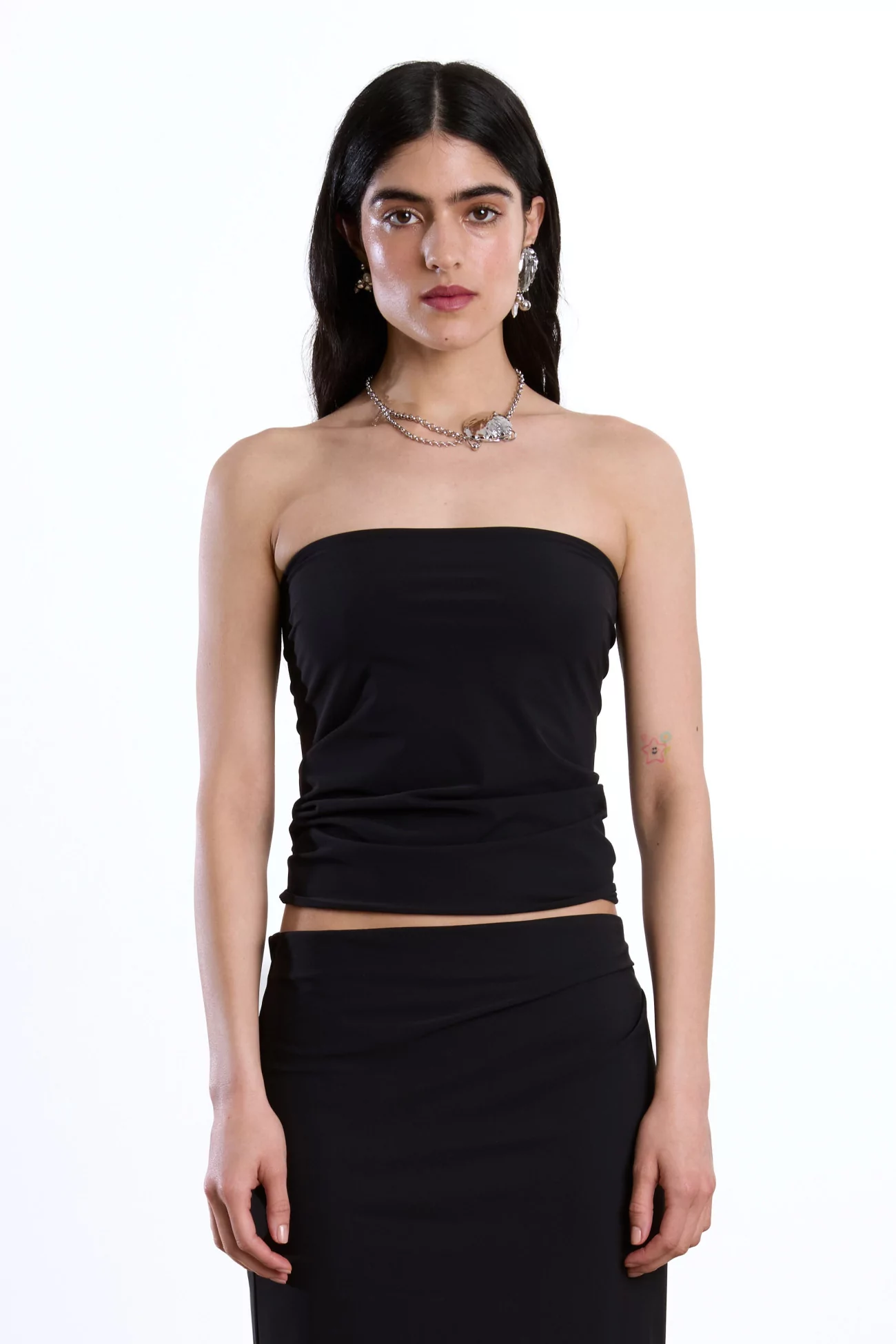 Strapless Bandeau Top Recycled Jersey Reyèm – Black | Centre Commercial