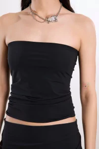 Strapless Bandeau Top Recycled Jersey Reyèm – Black | Centre Commercial
