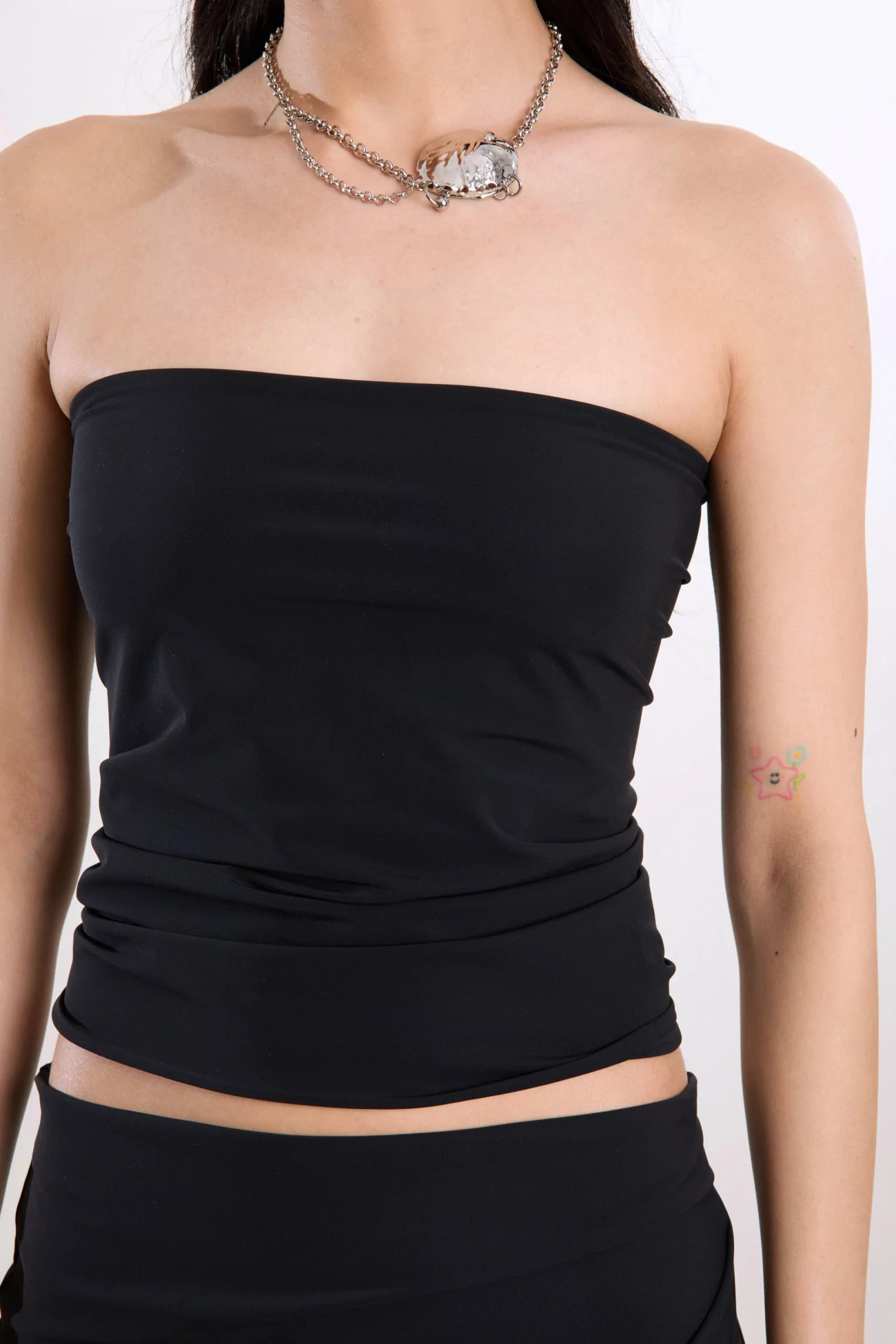 Strapless Bandeau Top Recycled Jersey Reyèm – Black | Centre Commercial