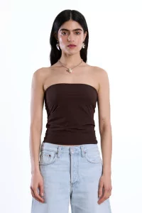 Strapless Bandeau Top Recycled Jersey Reyèm – Cocoa | Centre Commercial