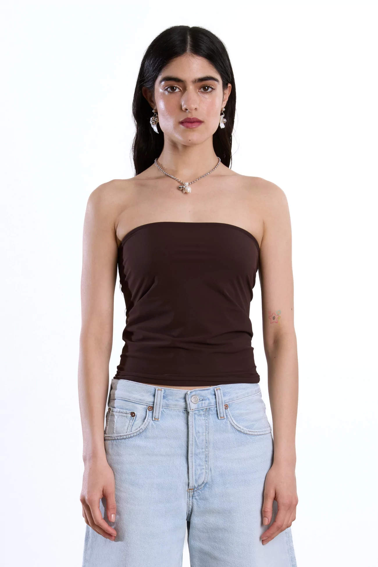 Strapless Bandeau Top Recycled Jersey Reyèm – Cocoa | Centre Commercial