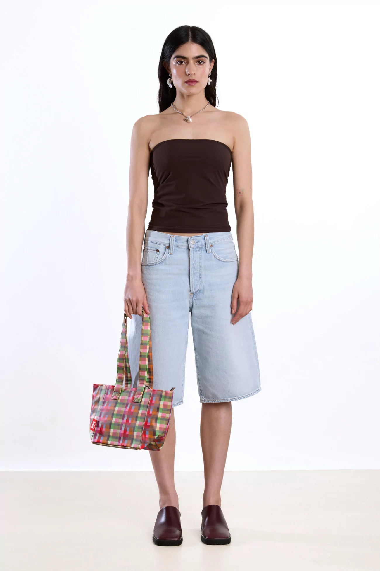 Strapless Bandeau Top Recycled Jersey Reyèm – Cocoa | Centre Commercial
