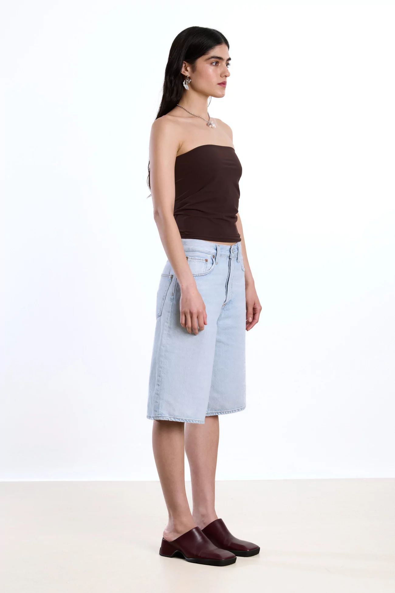 Strapless Bandeau Top Recycled Jersey Reyèm – Cocoa | Centre Commercial