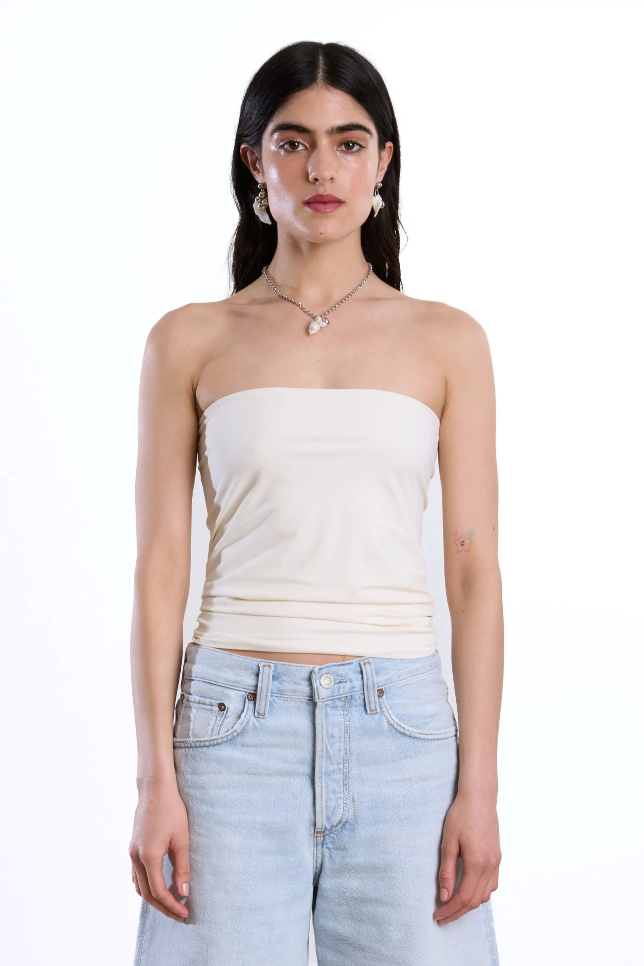 Strapless Bandeau Top Recycled Jersey Reyèm – Cream | Centre Commercial