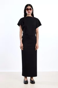 Draped Top Recycled Jersey Reyèm – Black | Centre Commercial