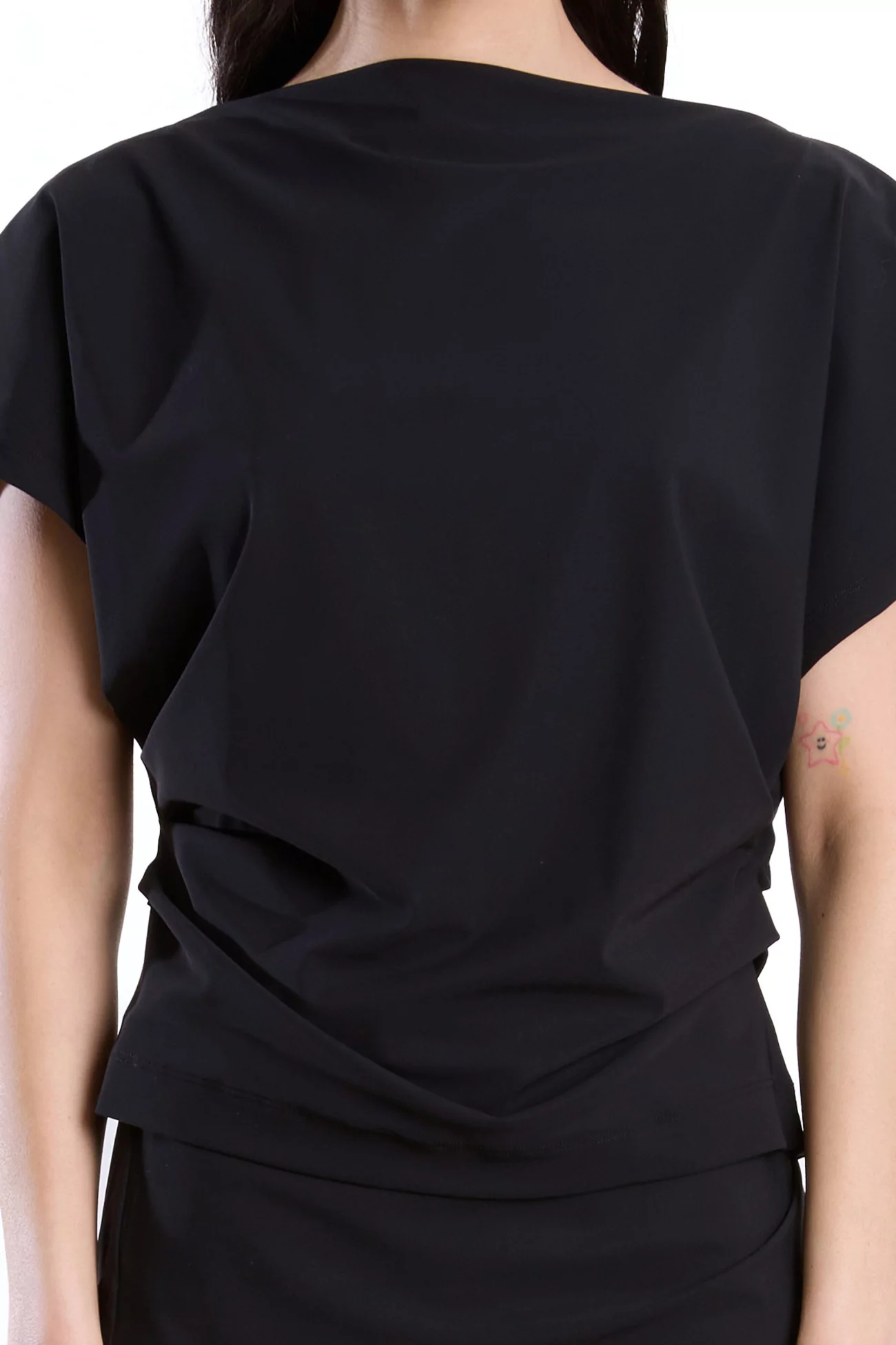 Draped Top Recycled Jersey Reyèm – Black | Centre Commercial
