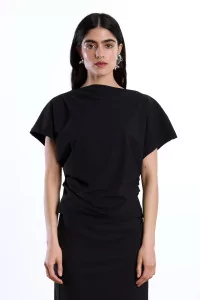 Draped Top Recycled Jersey Reyèm – Black | Centre Commercial