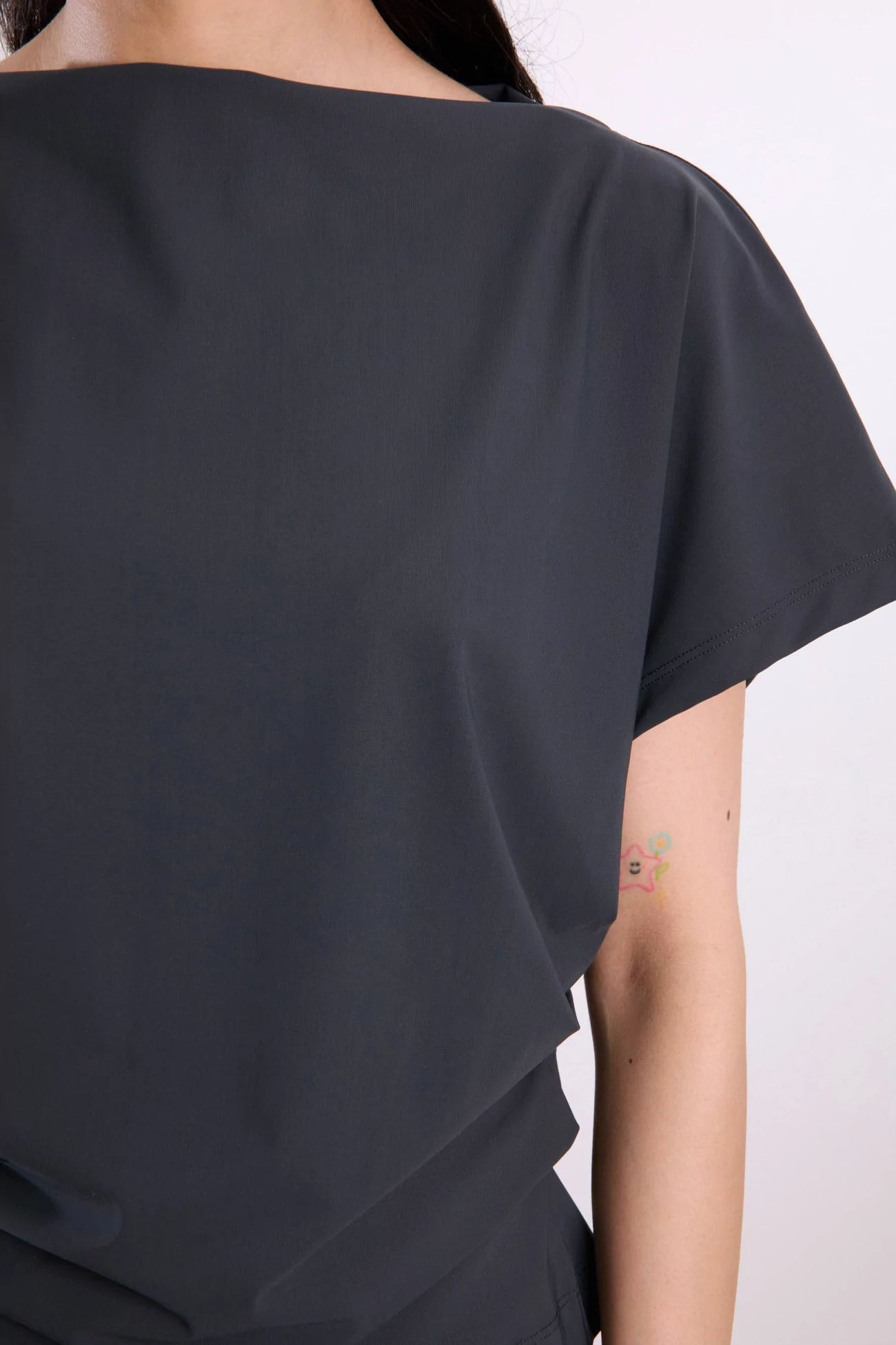 Draped Top Recycled Jersey Reyèm – Charcoal | Centre Commercial