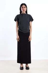 Draped Top Recycled Jersey Reyèm – Charcoal | Centre Commercial