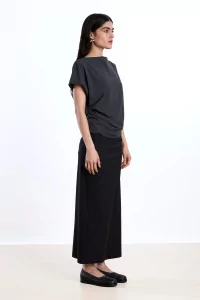 Draped Top Recycled Jersey Reyèm – Charcoal | Centre Commercial