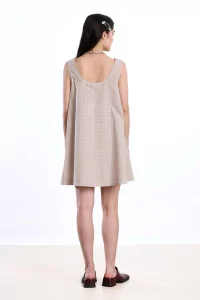 Cawley Margot Dress Checked Cotton – Purple/Gold Check | Centre Commercial