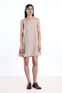 Cawley Margot Dress Checked Cotton – Purple/Gold Check | Centre Commercial